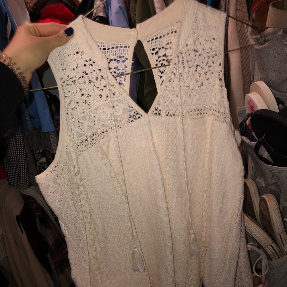 white long sleeve off shoulder hollister shirt